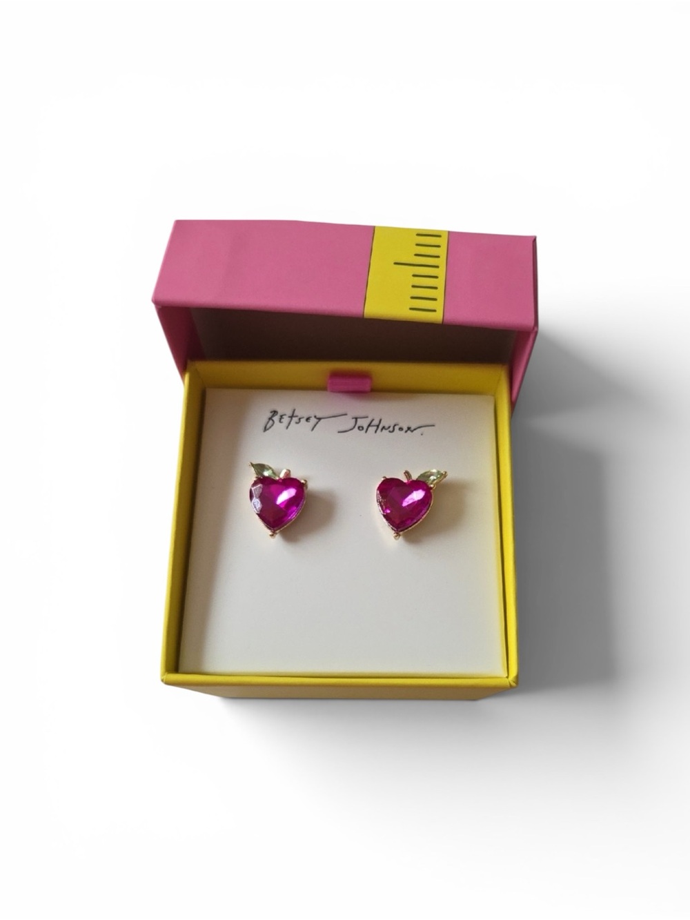 Betsey Johnson Pink Apple Crystal Stud Earrings